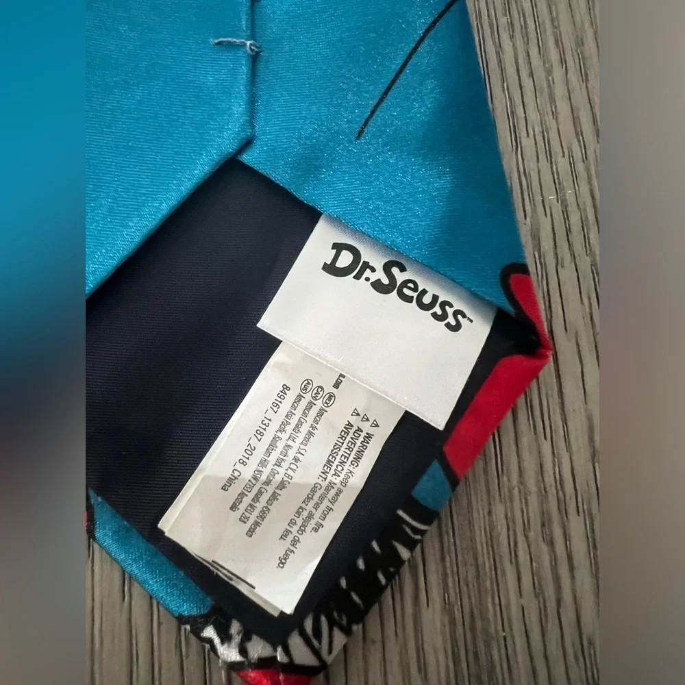 Dr. Seuss Bright Blue Cat in the Hat kids Tie with Red Accents